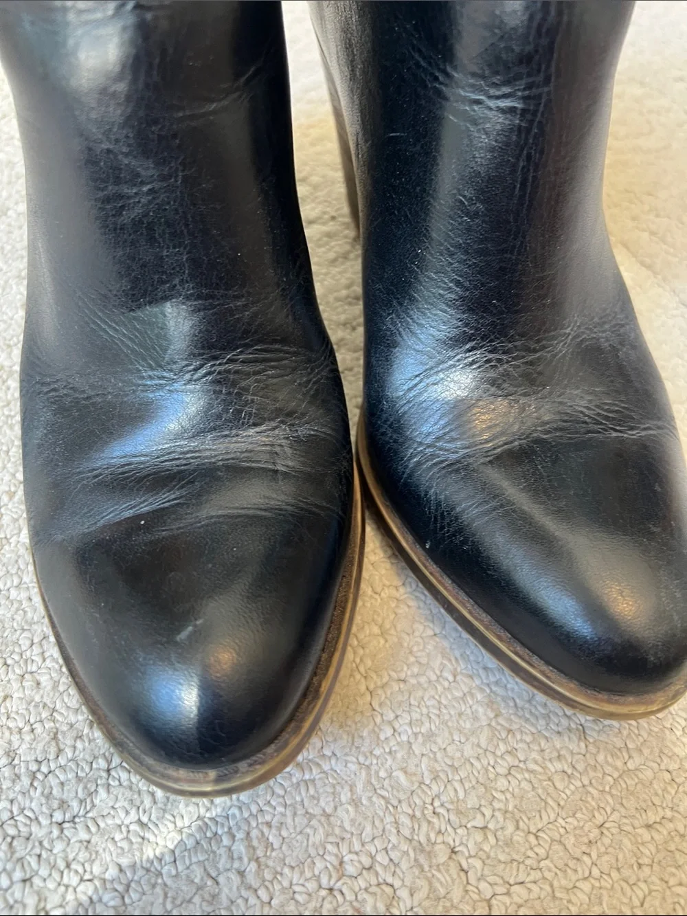 Lucky Brand Black Leather Ankle Booties with Block Heel - Picture 6 of 10